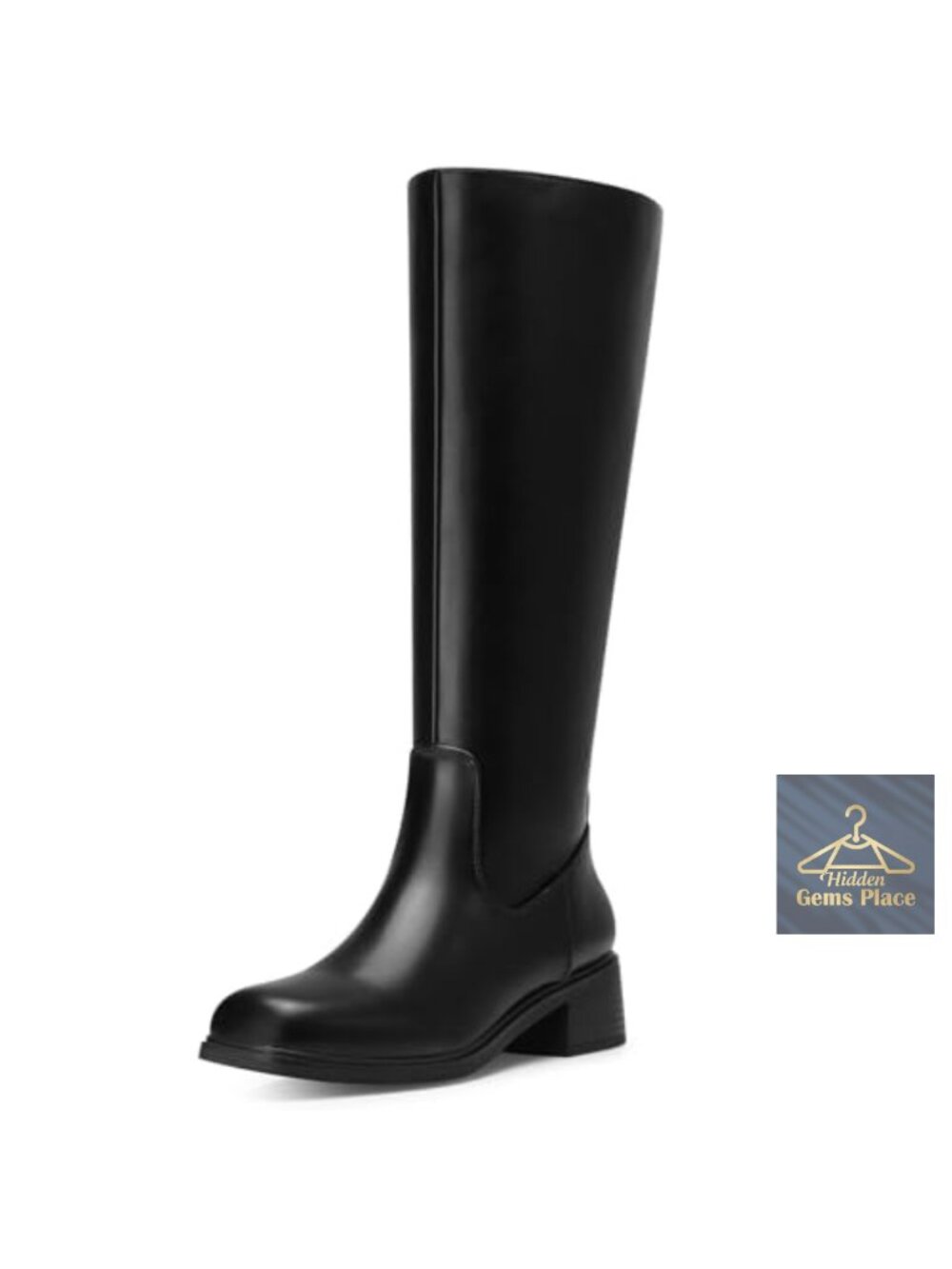 Women's Knee High Boots Low Block Heel Square Toe Comfortable